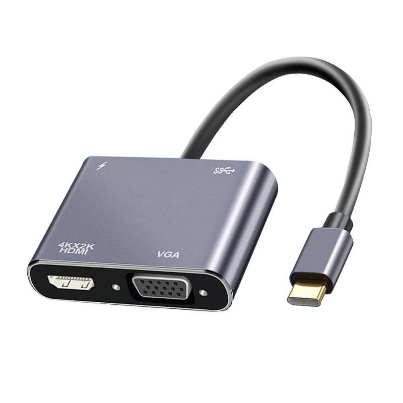 usb-c hub转hdmi vga 4K视频同显高清转换器 type-c 一拓展坞定制