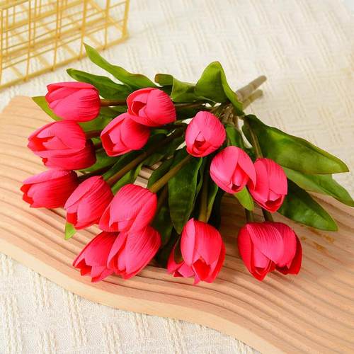 外贸9头大把郁金香仿真花假花家居装饰摆放娟花 园林绿化工程用花