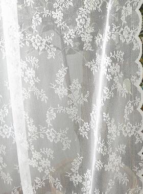 145两侧波浪边白色蕾丝窗纱经编纱蚊帐床帘桌布花边咖啡帘INS德帘