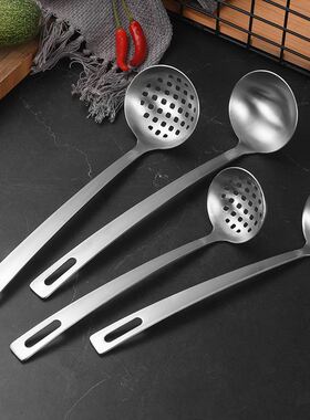 不锈钢方柄火锅勺砂光方尾汤壳汤漏厨房盛汤勺漏勺酒店用品
