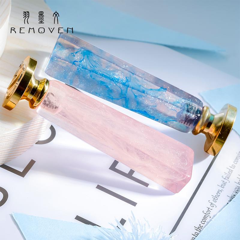 火漆印章手柄红榉木柄马卡龙彩色欧式复古金属孔雀手柄多款可选定制