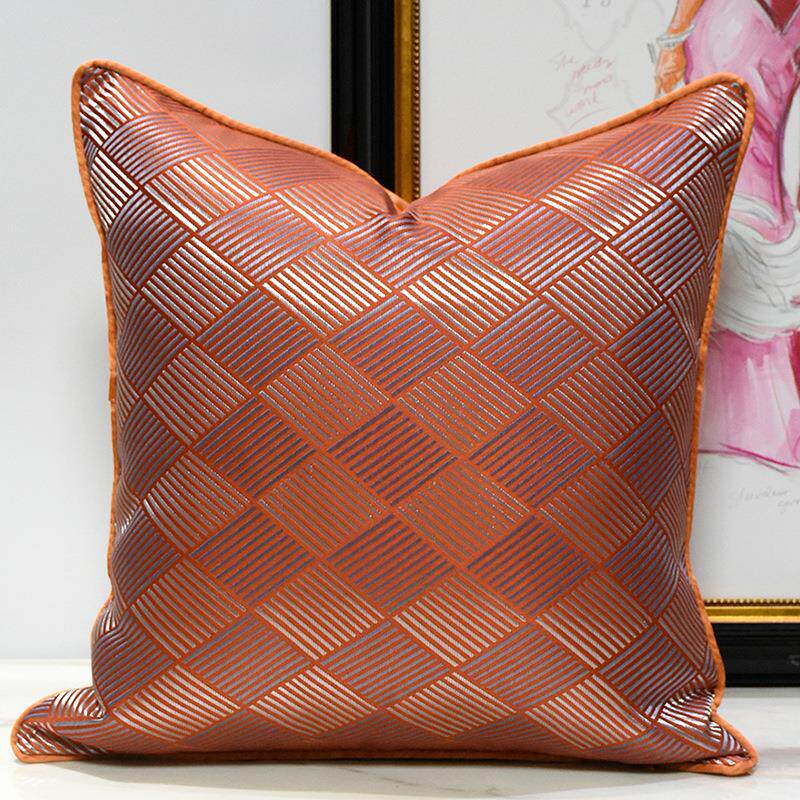 现代轻奢北欧红色沙发抱枕靠垫套菱形格床头靠枕大靠背客厅方枕套