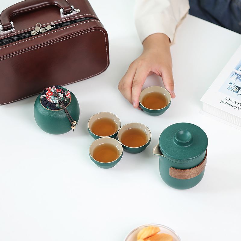 旅行功夫茶具小套装便携式杯一壶四杯户外泡茶壶茶杯logo礼品