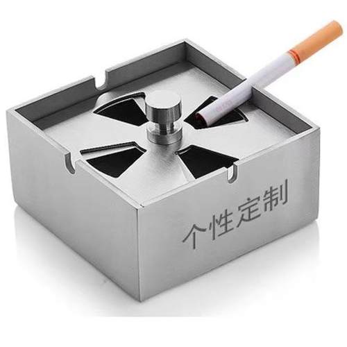 轻奢不锈钢烟灰缸带盖旋转密封防风烟缸酒吧家用时尚创意个性烟盅