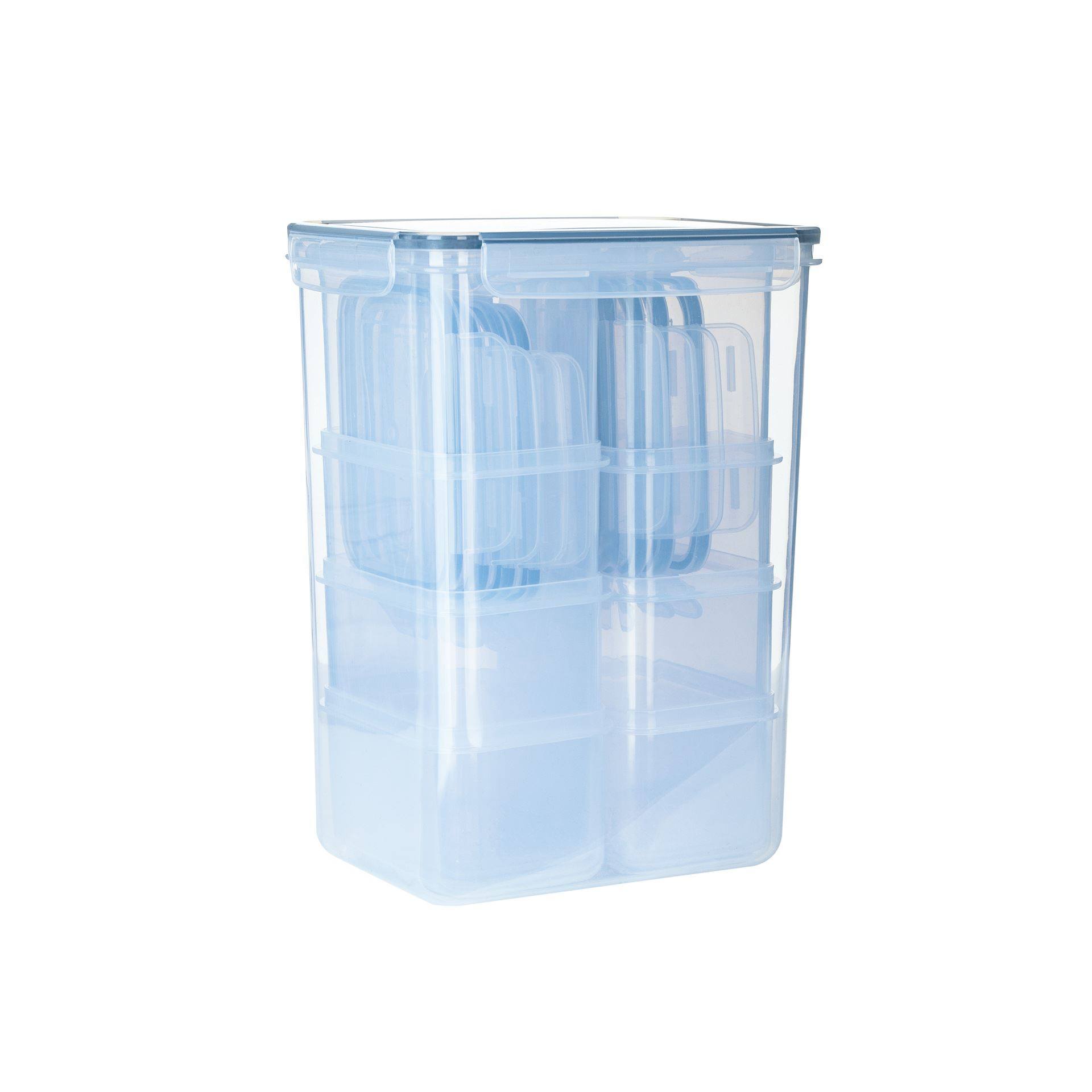 套娃嵌套九件套储物收纳盒塑料坚果谷物8.5L方形保鲜杂粮密封罐