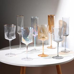 红酒杯玻璃几何高脚杯子酒吧专用香槟杯威士忌酒杯定制