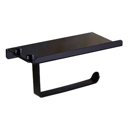 鸣豪卫浴专业生产太空铝纸巾架卷纸器手纸架免打孔黑色置物架壁挂