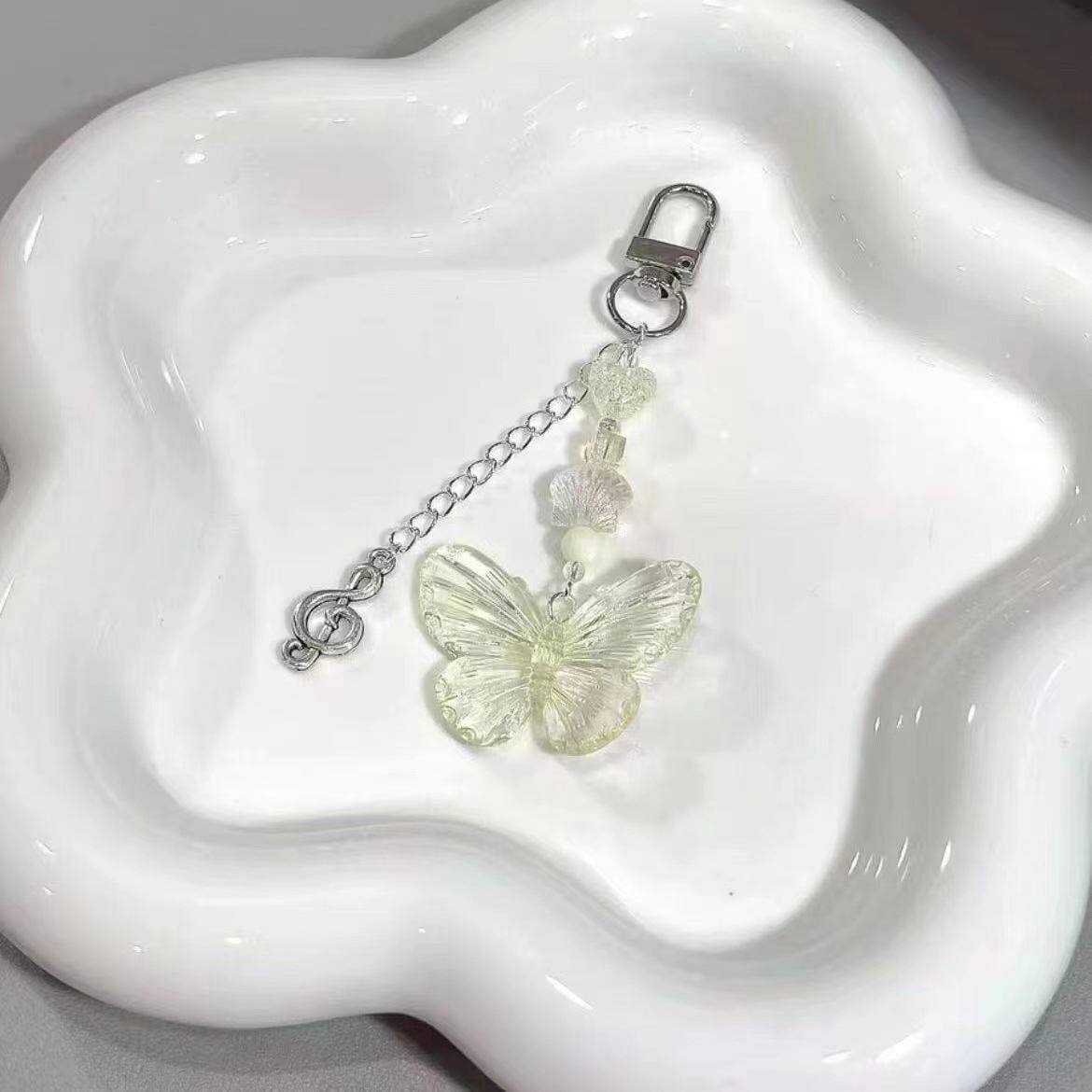 【春野花信】青青草原蝴蝶钥匙扣挂件咕本链手机链串珠贝壳爱心挂