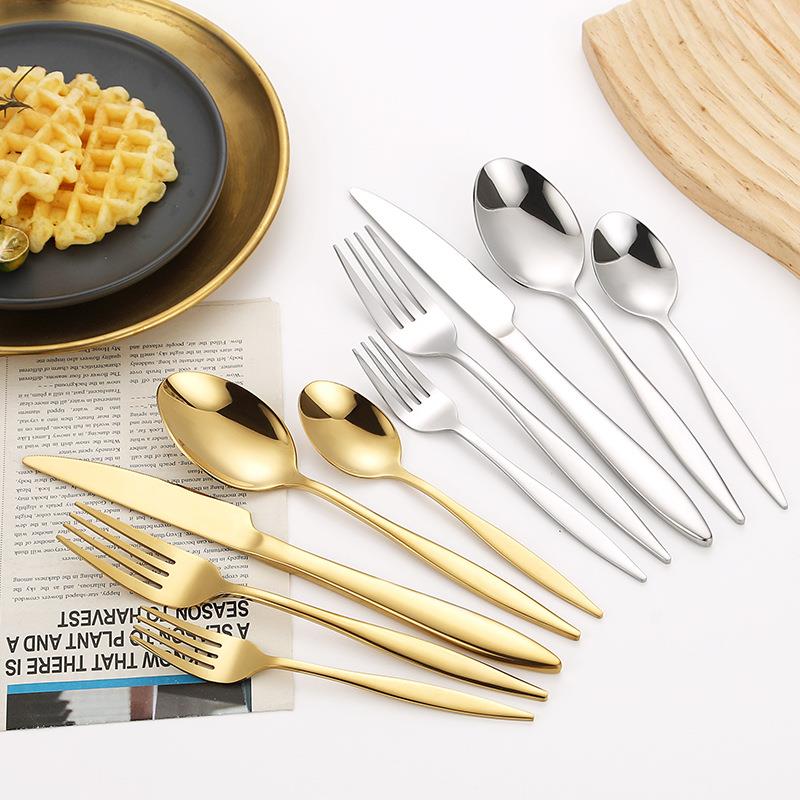 430不锈钢刀叉勺加厚尖尾酒店西餐牛排刀叉甜品勺子餐具套装定制