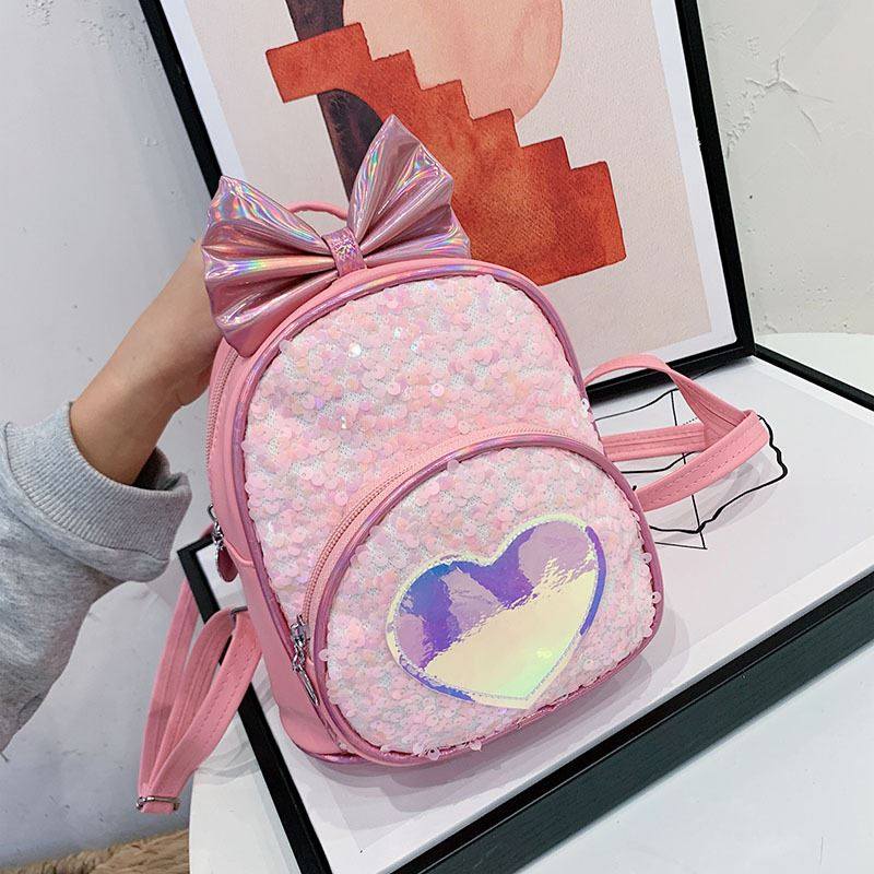 儿童亮片双肩包2025新款蝴蝶结宝宝幼儿园书包 儿童书包双肩书包