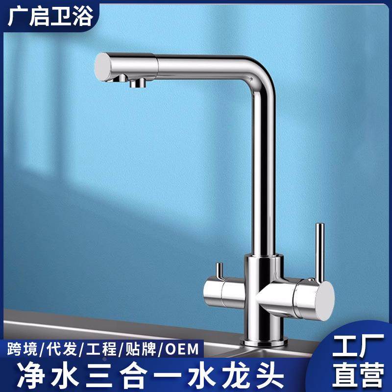 全铜三合一冷热水龙头净水器直饮水两用洗菜盆水槽厨房水龙头定制