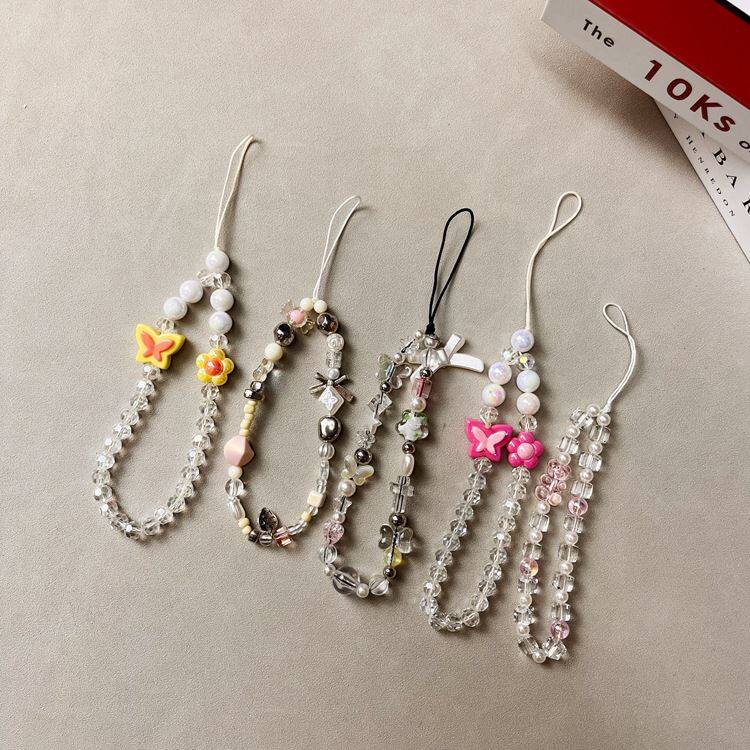 创意挂链手机壳链条ins风配件串珠diy郁金香挂绳钥匙扣挂坠款
