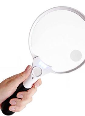 137mm大号手持式3LED灯2倍4倍25倍老人看书阅读鉴定多用途放大镜定制