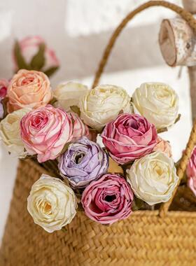 婚庆烤边手札玫瑰仿真花厂家家居装饰跨境INS风假花MW66786定制