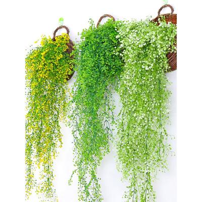 仿真金钟柳人造假花墙面装饰藤蔓绿植物室内客厅吊兰壁挂垂吊植物