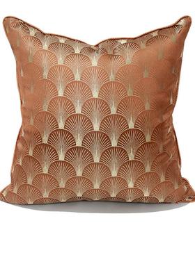 简约现代奢华橙色扇形沙发抱枕别墅酒店样板间软装床上靠垫套定制