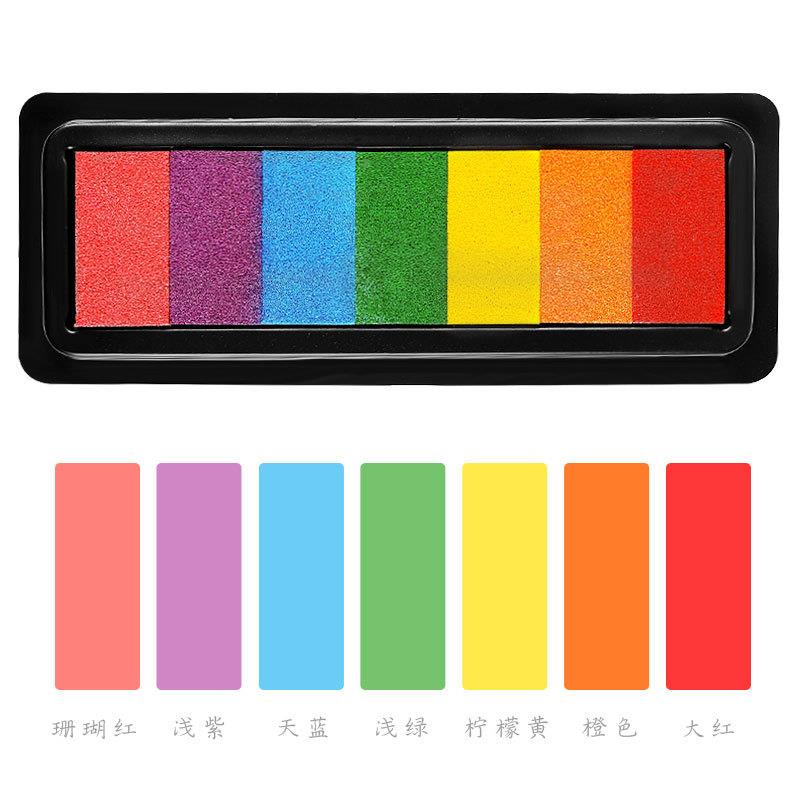 幼儿园创意手指画印泥印台7色儿童涂鸦手指印泥长条形橡皮章印台定制