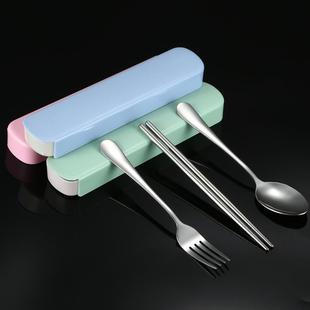 批发不锈钢餐具勺子叉子筷子三件套便携套装学生旅行超市礼品套装