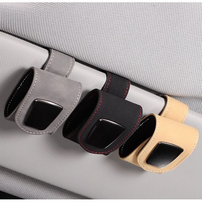 车载眼镜夹翻毛金属汽车遮阳板收纳支架多功能太阳镜卡片票据夹子