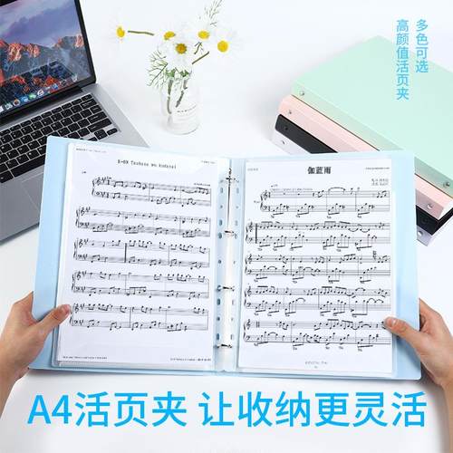 A4打孔活页夹四孔文件夹 乐谱夹 彩色透明插页外壳资料册收纳册定制