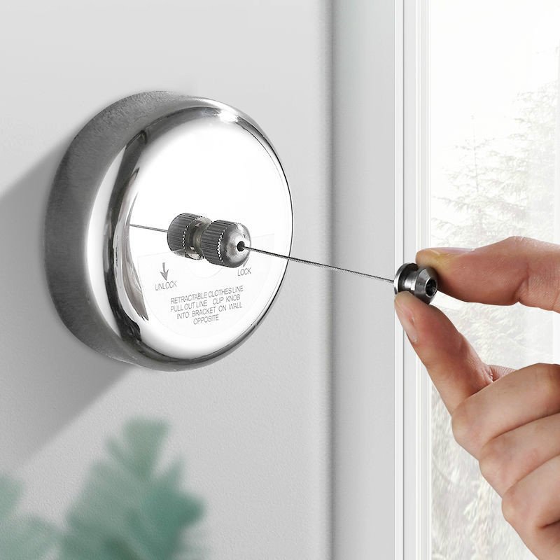 不锈钢晾衣绳 免打孔室内外酒店阳台隐形伸缩壁挂晒衣绳