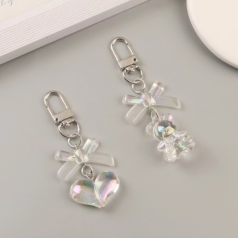 手作爱心小熊钥匙扣汽车挂件 创意卡通立体公仔配件耳机套包装饰