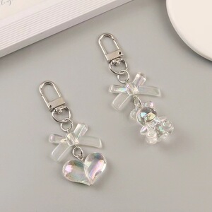 手作爱心小熊钥匙扣汽车挂件 创意卡通立体公仔配件耳机套包装饰