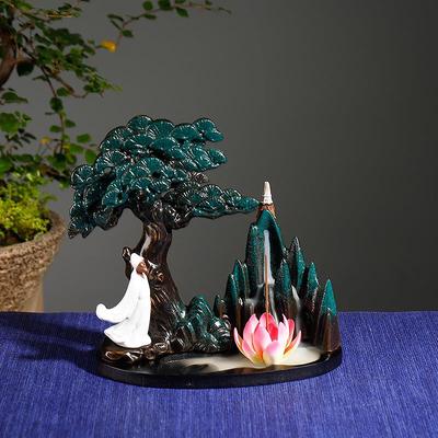 跨境陶瓷倒流香炉创意高山流水香薰炉禅意家居工艺品摆件回流香炉