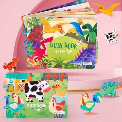 儿童早教启蒙安静贴纸书busy book0-6岁益智动物拼图粘贴忙碌书