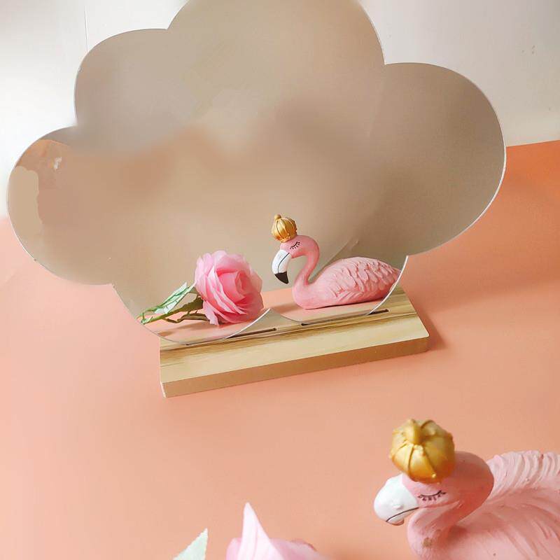 INS日韩流行木质加厚底座防碎化妆镜 网红异形桌面台式云朵梳妆镜