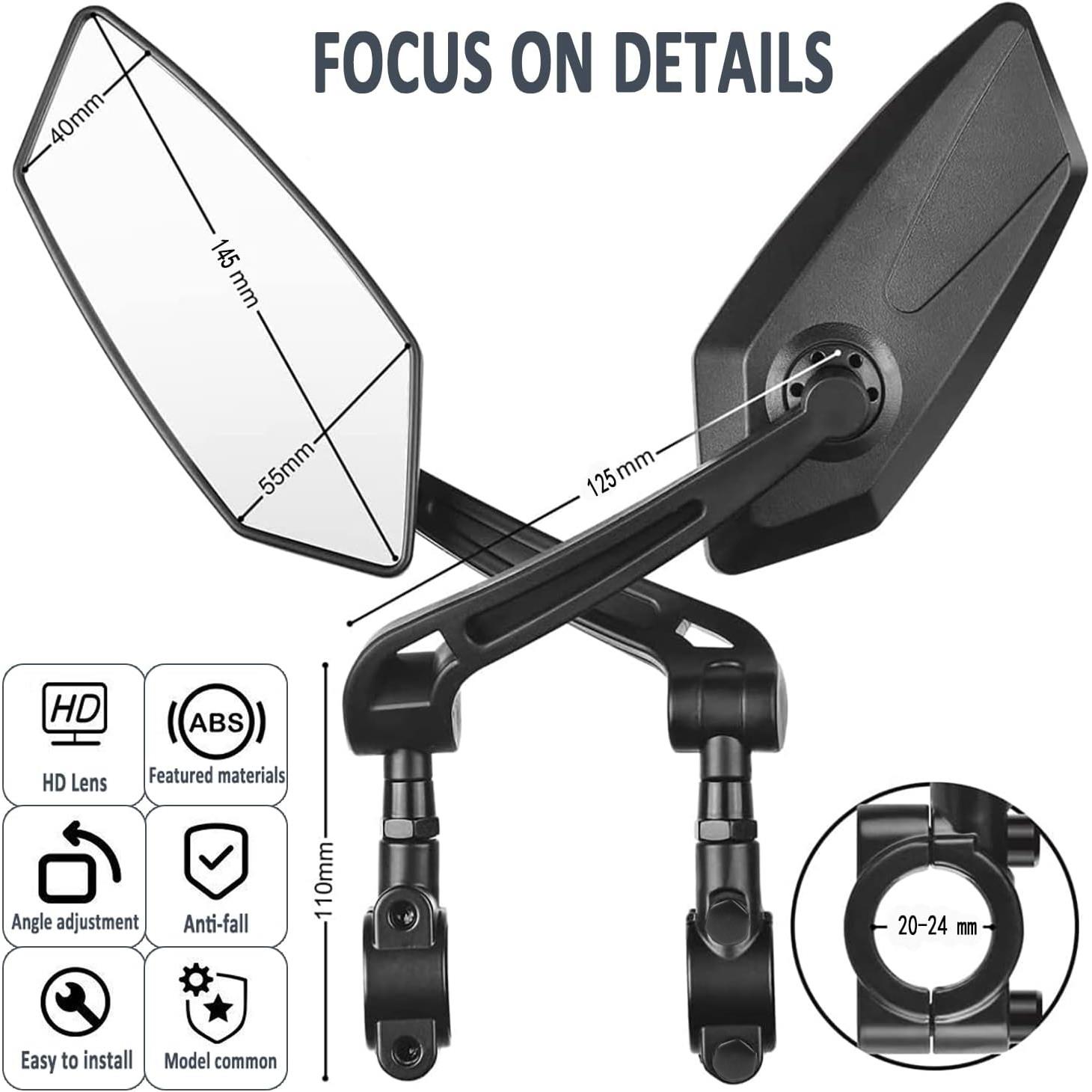 360度旋转自行车后视镜摩托电瓶车反光镜高清玻璃镜面