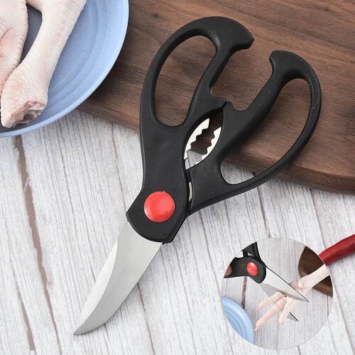 现货不锈钢多功能厨房剪刀食物剪带核桃夹家用鸡骨剪蔬菜剪刀定制