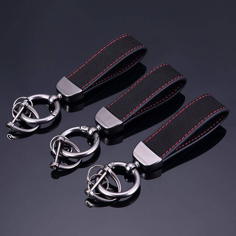 翻毛皮汽车钥匙扣五金潮牌多功能防掉配饰麂皮男士女金属挂件