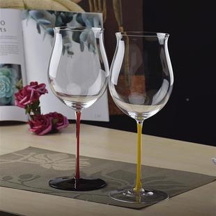 红酒杯波尔多香槟杯杯勃艮第杯彩杆杯彩色杯蓝杆杯定制