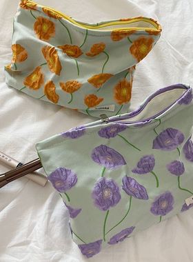 11012 法式优雅海芋花化妆包护肤品零钱便携手拿包随身洗漱收纳袋