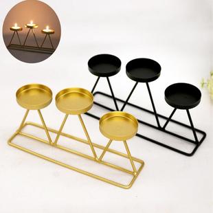 北欧创意摆件烛台三头蜡烛台金属工艺装 饰品婚庆餐桌样板间摆件