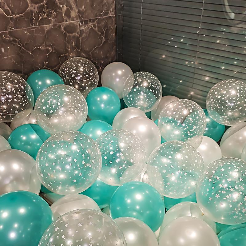 网红生日气球满天星透明印花气球结婚婚房婚礼装饰场景布置