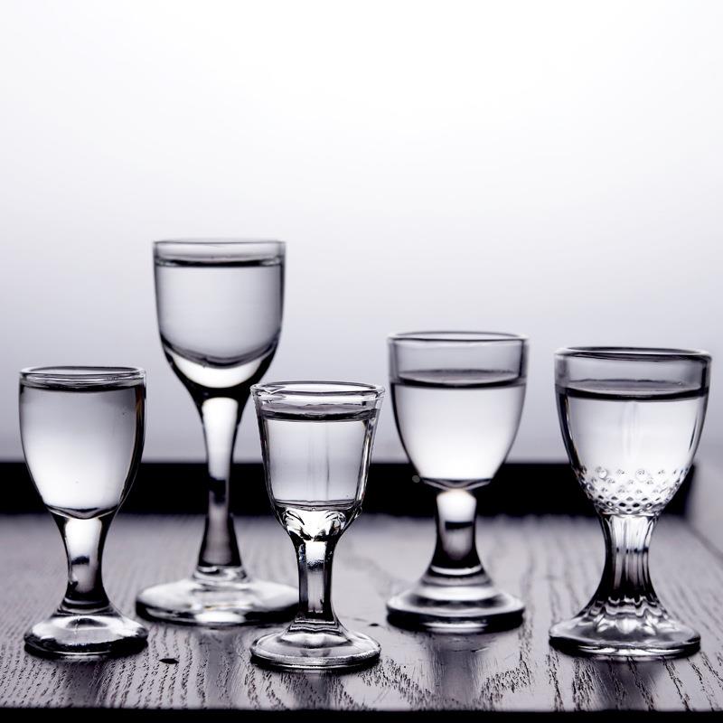 两钱喝白酒杯子玻璃一口杯烈酒杯透明厚底高脚小号酒杯小酒盅定制