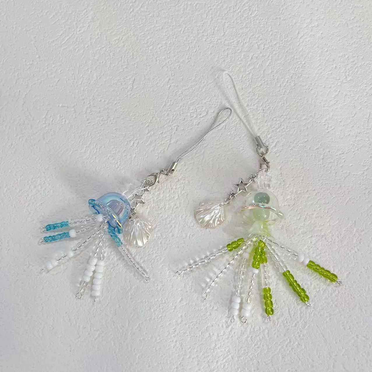 【大贝壳水母】天蓝色挂件手机链钥匙扣咕本链串珠少女心相机挂链