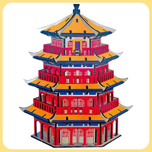 颐和园国风北京建筑模型木制3d立体拼图创意摆件国潮手工拼装玩具