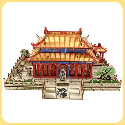 孔子学府手工拼装古建筑模型木制3D立体拼图国潮玩具活动礼品