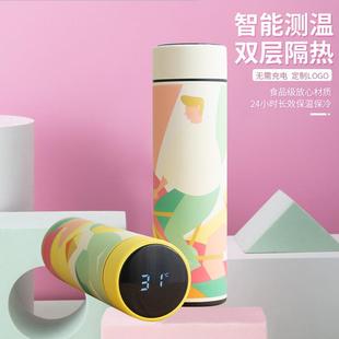 智能保温杯LED温度显示水杯女士高颜值商务礼品不锈钢杯子定制