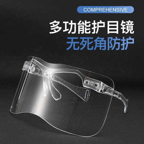 新款透明大框防风沙眼镜架面罩 男女劳保护目眼罩 蝴蝶款pc短面罩