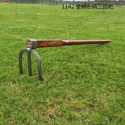 淬火全钢长柄三齿耙子木柄大锄头开荒松土爪勾农用种菜园艺工具