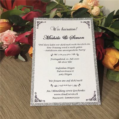 空白内页卡片撒粉衬片腰带丝带打印烫金 请柬配套