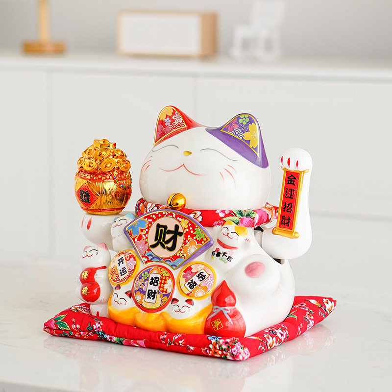 招财猫大号摆件店铺开业电动摇手大号日本陶瓷创意礼品收银台摆件