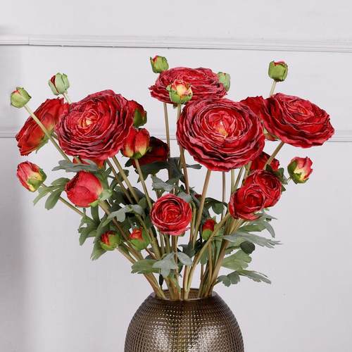 新款仿真5头焦边千层露莲仿真花 酒店婚庆客厅人造花摆件装饰假花