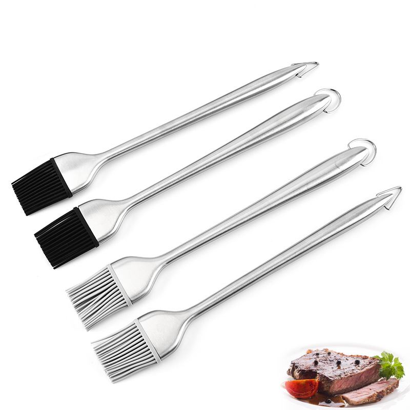 不锈钢空心柄烧烤刷 创意BBQ油刷 烧烤工具硅胶扫仔