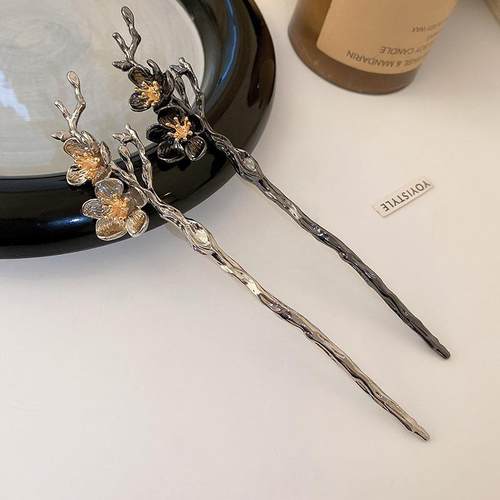 新中式发饰女梅花金属发簪高级感发钗简约小众盘发簪子古风头饰品