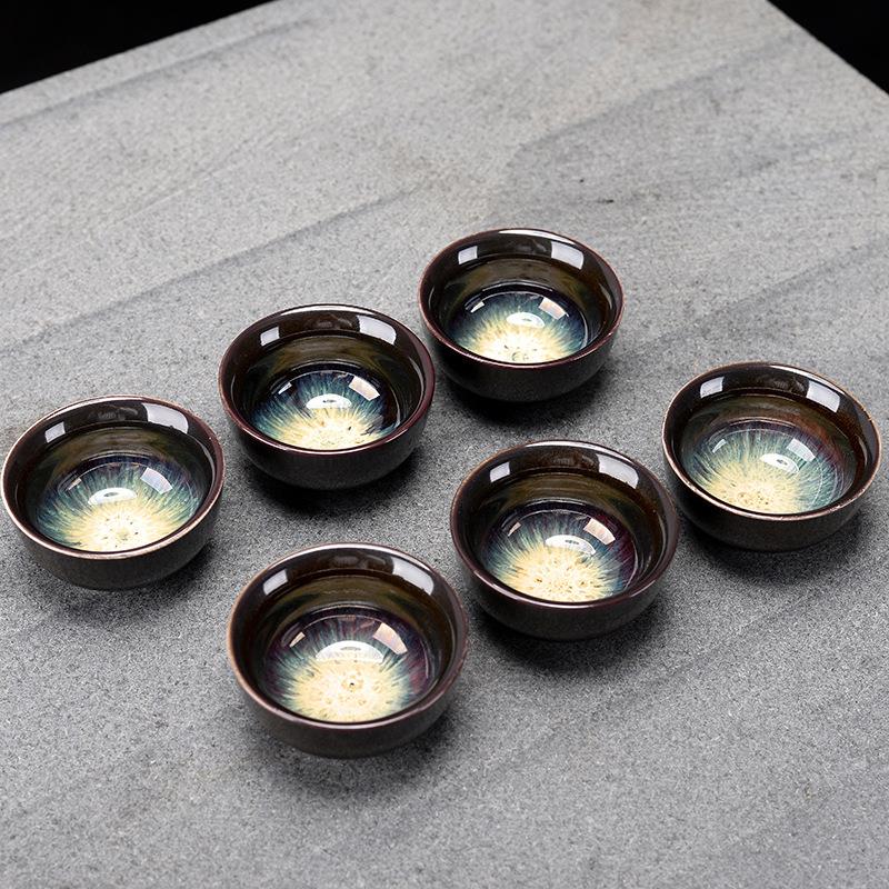 小号陶瓷茶杯窑变品茗杯天目釉功夫茶杯建盏单杯 家用功夫茶杯定